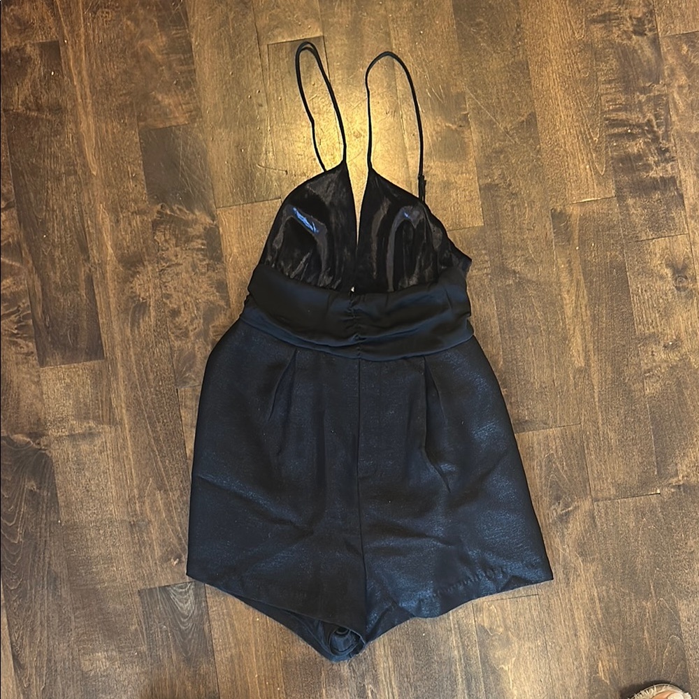 Free People Black Babydoll Romper with Pockets